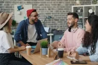 Corporate videography team discuss the projects