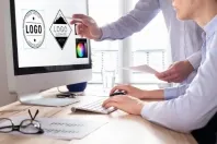 Graphic designer is logo design in desktop